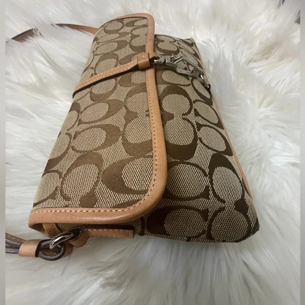 Coach Vintage Tan and Brown Signature Shoulder Bag # 6348